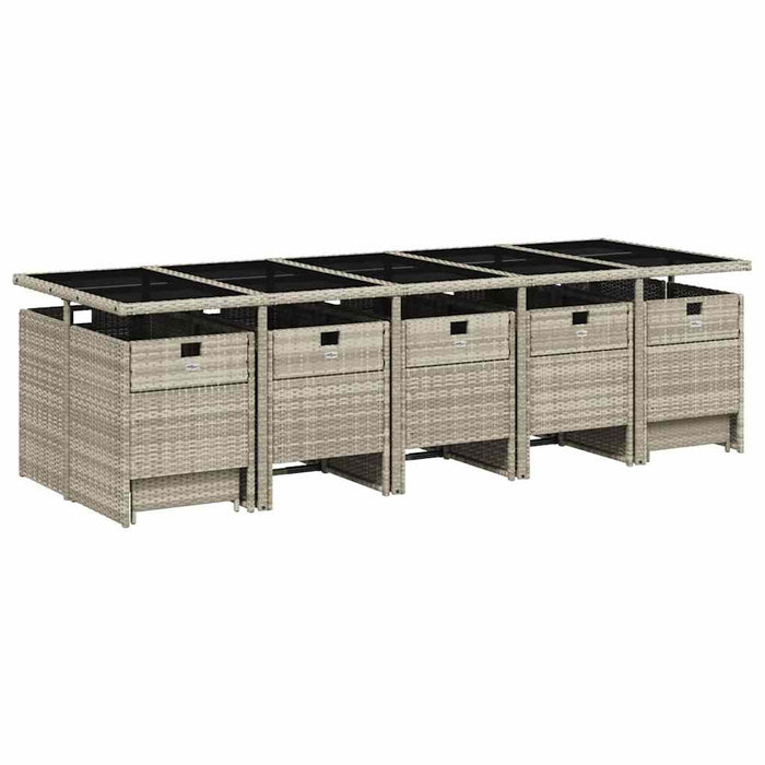 Set mobilier de grădină cu perne 15 piese gri deschis poliratan - WALTI WALTI