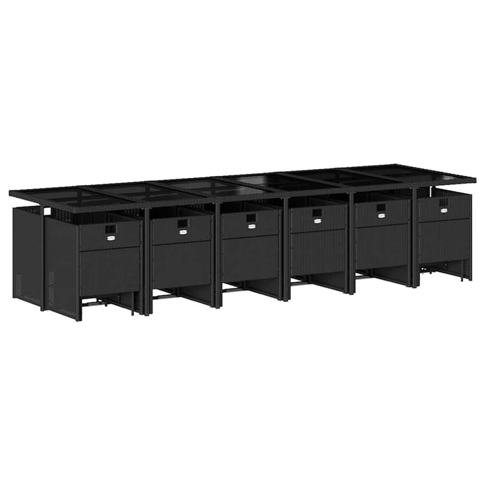 Set mobilier de grădină cu perne, 17 piese, negru, poliratan - WALTI WALTI