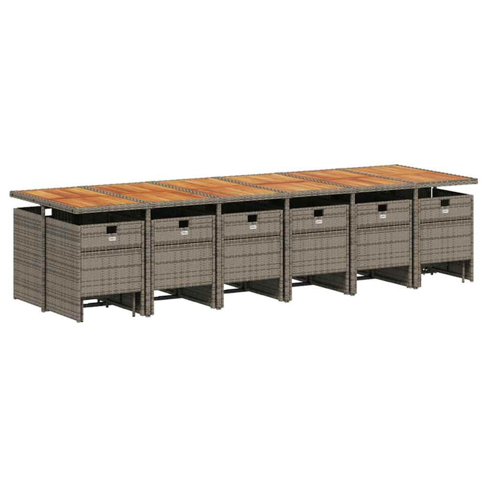 Set mobilier de grădină cu perne, 17 piese, gri, poliratan WALTI