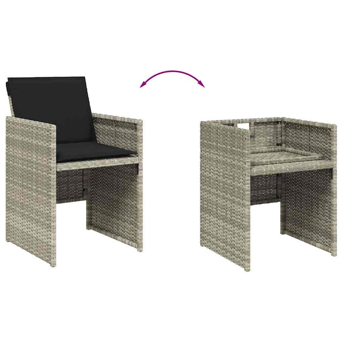Set mobilier grădină cu perne, 9 piese, gri deschis, poliratan - WALTI WALTI