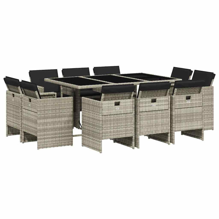 Set mobilier de grădină cu perne 11 piese gri deschis poliratan - WALTI WALTI