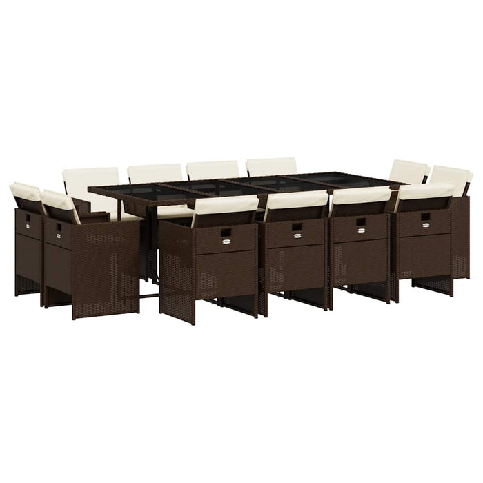 Set mobilier de grădină, 13 piese, maro, cu perne, poliratan - WALTI WALTI