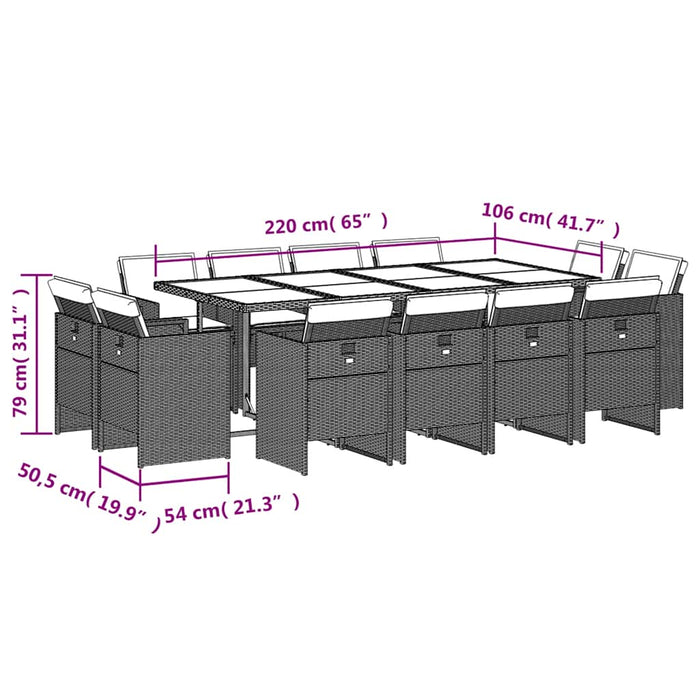 Set mobilier de grădină, 13 piese, maro, cu perne, poliratan - WALTI WALTI