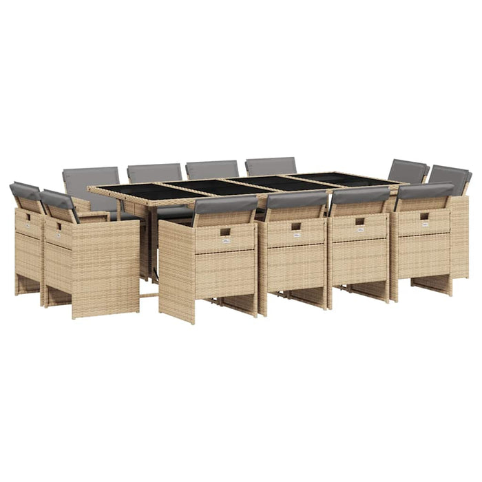 Set mobilier grădină cu perne, 13 piese, bej combinat poliratan - WALTI WALTI