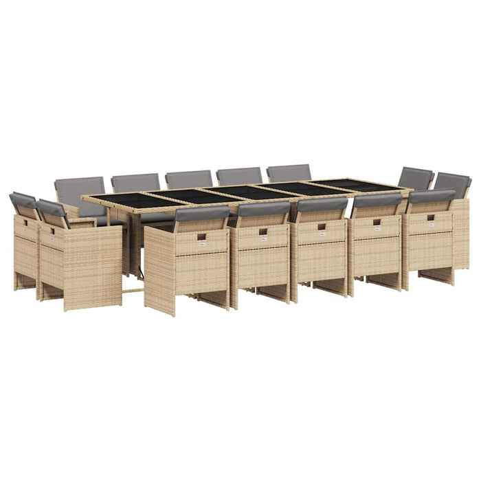 Set mobilier grădină cu perne, 15 piese, bej combinat poliratan - WALTI WALTI
