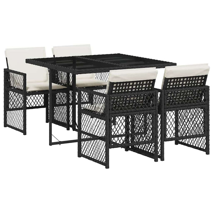 Set mobilier de grădină cu perne, 5 piese, negru, poliratan - WALTI WALTI