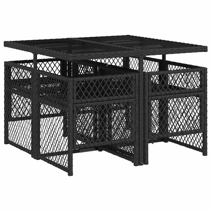 Set mobilier de grădină cu perne, 5 piese, negru, poliratan - WALTI WALTI