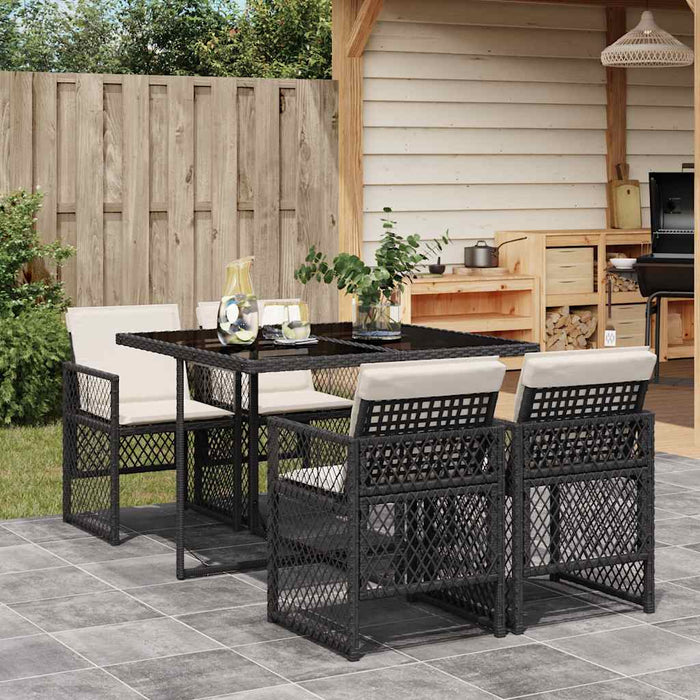 Set mobilier de grădină cu perne, 5 piese, negru, poliratan - WALTI WALTI