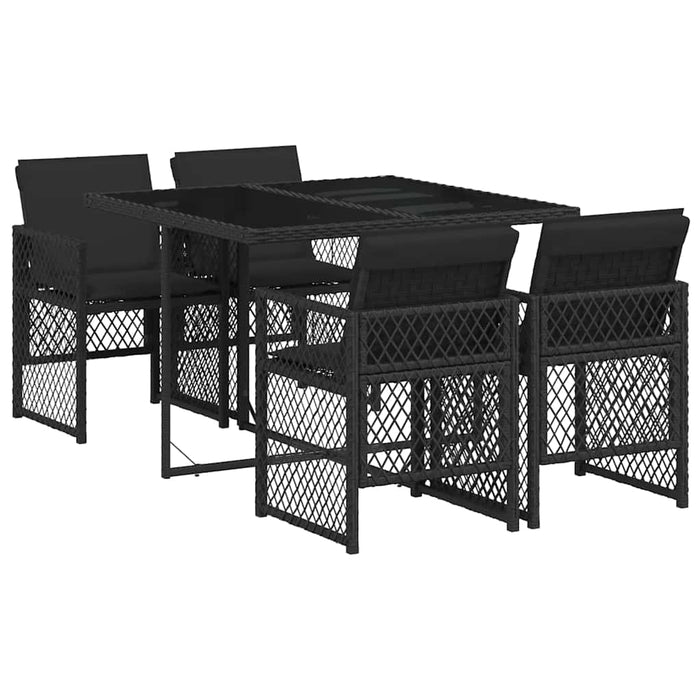 Set mobilier de grădină cu perne, 5 piese, negru, poliratan - WALTI WALTI