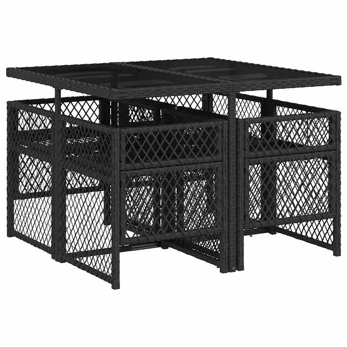 Set mobilier de grădină cu perne, 5 piese, negru, poliratan - WALTI WALTI