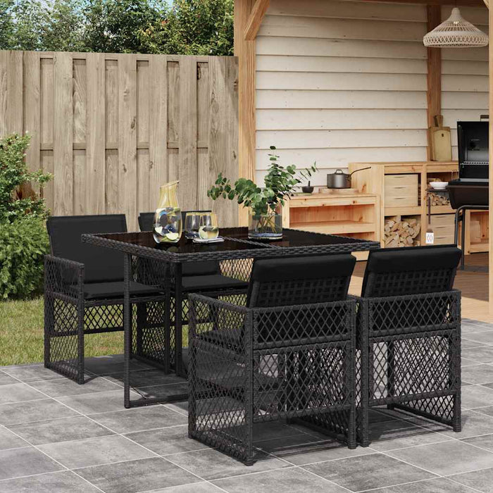 Set mobilier de grădină cu perne, 5 piese, negru, poliratan - WALTI WALTI