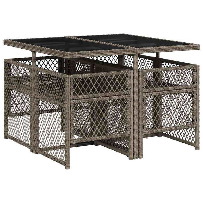 Set mobilier de grădină cu perne, 5 piese, gri, poliratan - WALTI WALTI