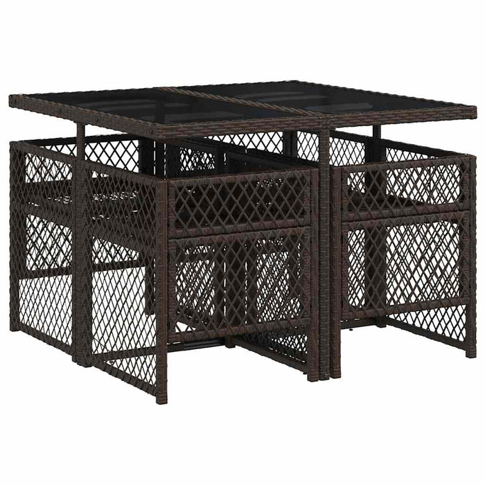 Set mobilier de grădină, 5 piese, cu perne, maro, poliratan - WALTI WALTI