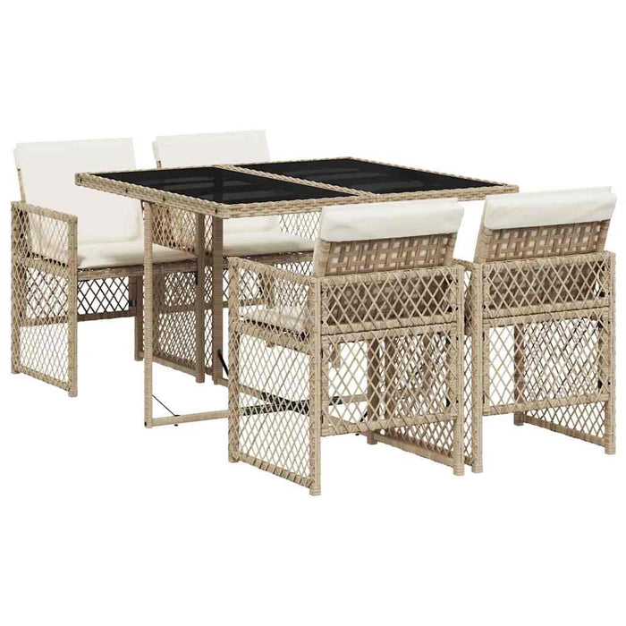 Set mobilier de grădină cu perne, 5 piese, bej, poliratan - WALTI WALTI