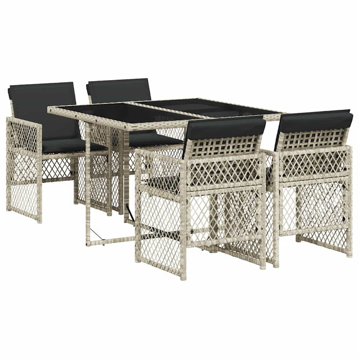 Set mobilier de grădină cu perne, 5 piese gri deschis poliratan - WALTI WALTI