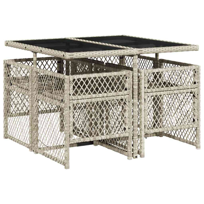 Set mobilier de grădină cu perne, 5 piese gri deschis poliratan - WALTI WALTI