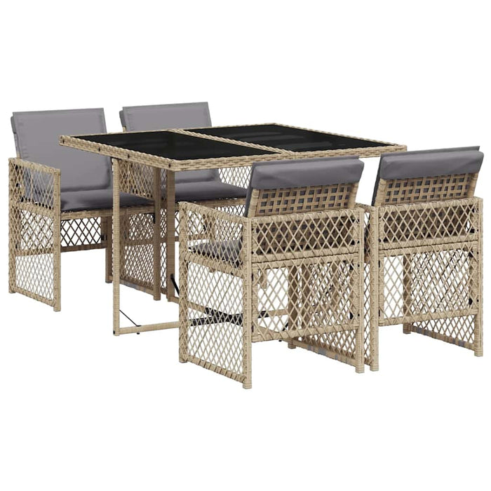 Set mobilier de grădină cu perne, 5 piese, bej, poliratan - WALTI WALTI