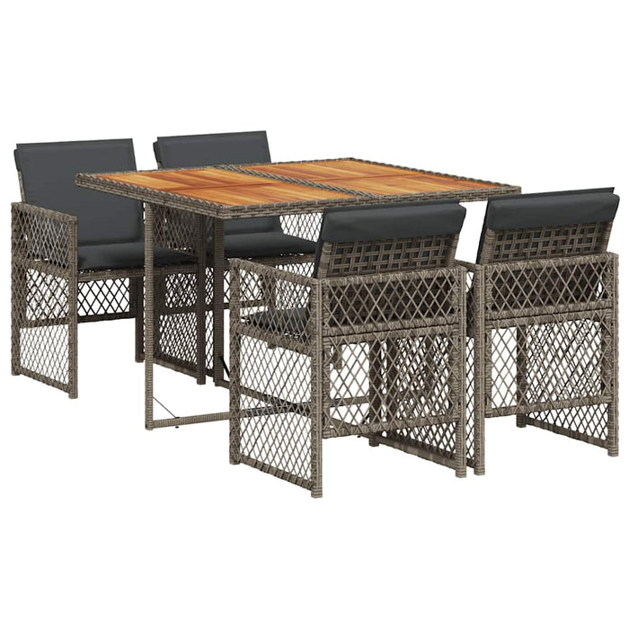 Set mobilier de grădină cu perne, 5 piese, gri, poliratan WALTI
