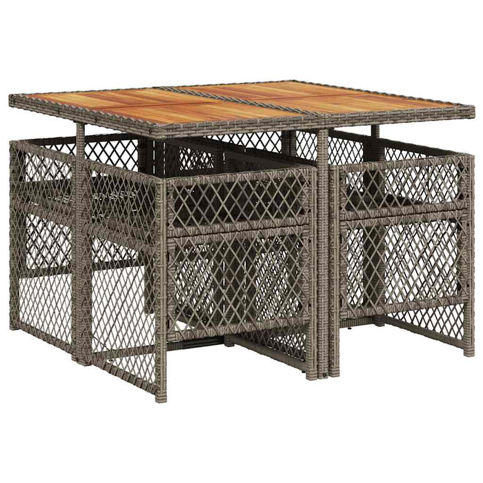 Set mobilier de grădină cu perne, 5 piese, gri, poliratan WALTI