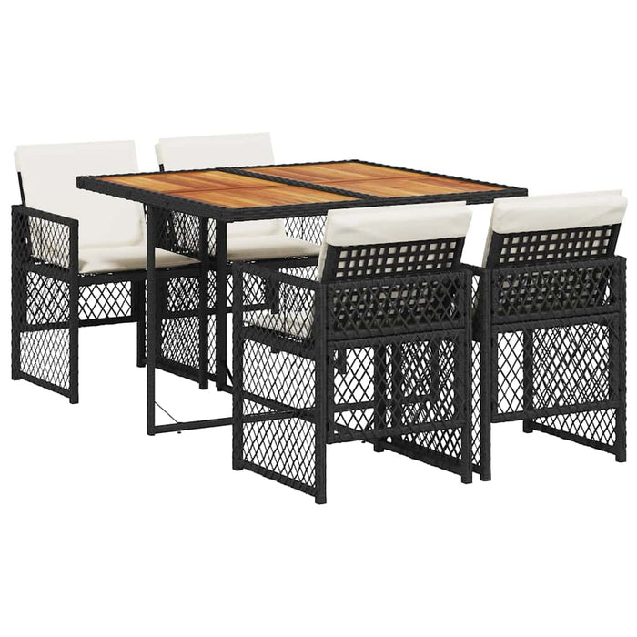 Set mobilier de grădină cu perne, 5 piese, negru, poliratan - WALTI WALTI