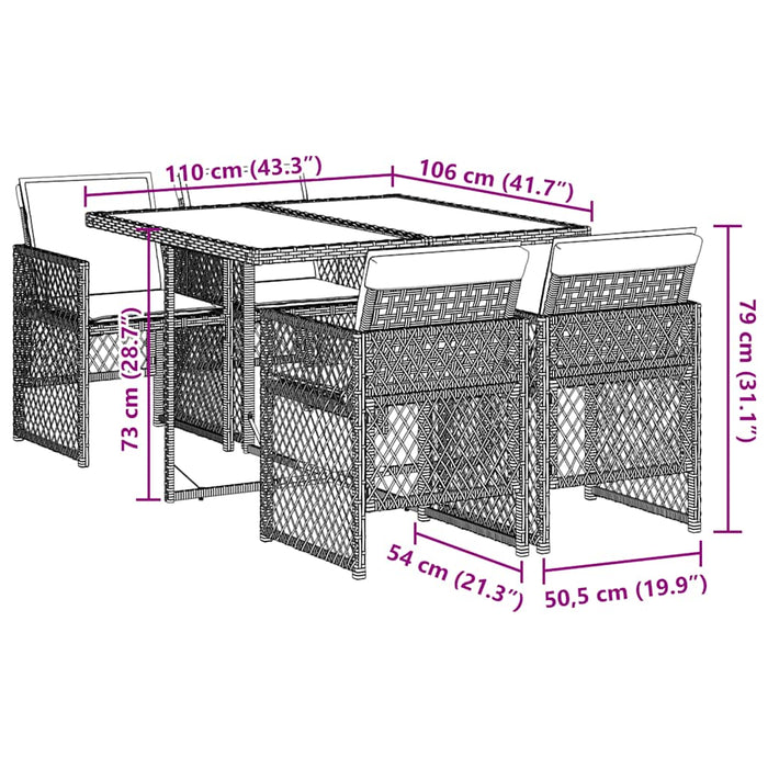 Set mobilier de grădină cu perne, 5 piese, negru, poliratan - WALTI WALTI