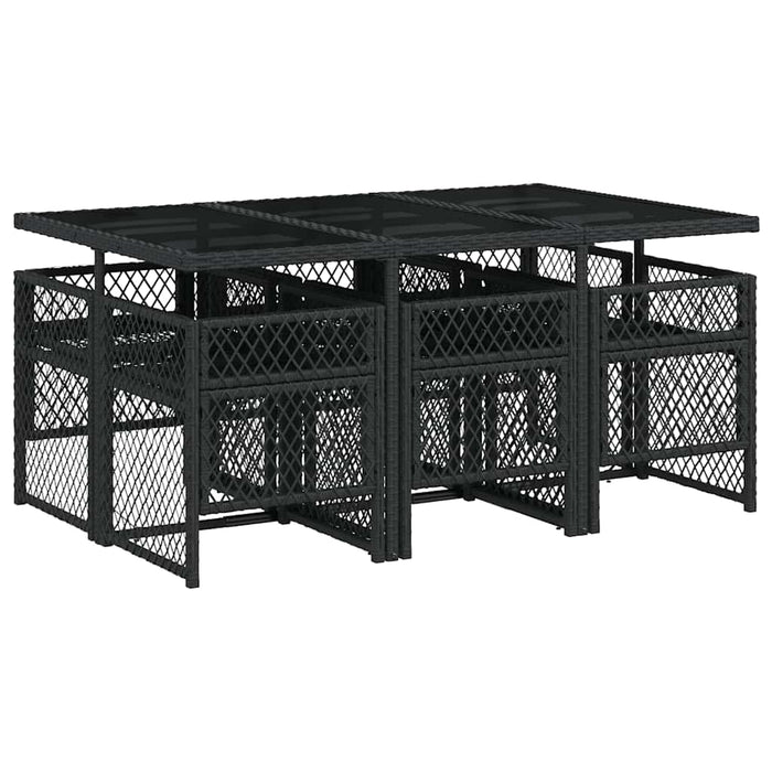 Set mobilier de grădină cu perne, 7 piese, negru, poliratan WALTI