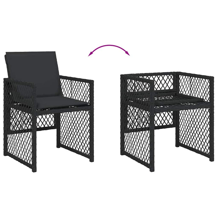 Set mobilier de grădină cu perne, 7 piese, negru, poliratan WALTI
