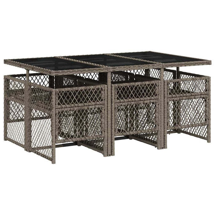 Set mobilier de grădină cu perne, 7 piese, gri, poliratan WALTI