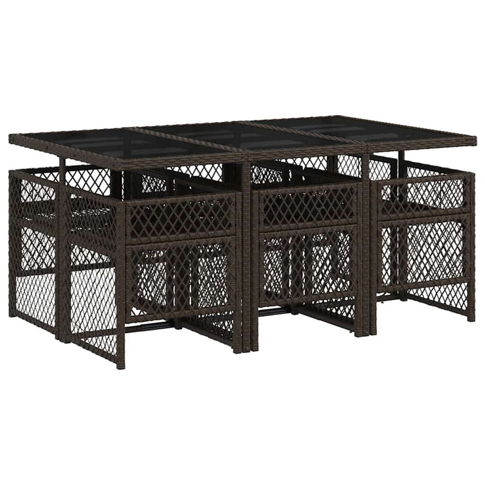 Set mobilier de grădină cu perne, 7 piese, maro, poliratan WALTI