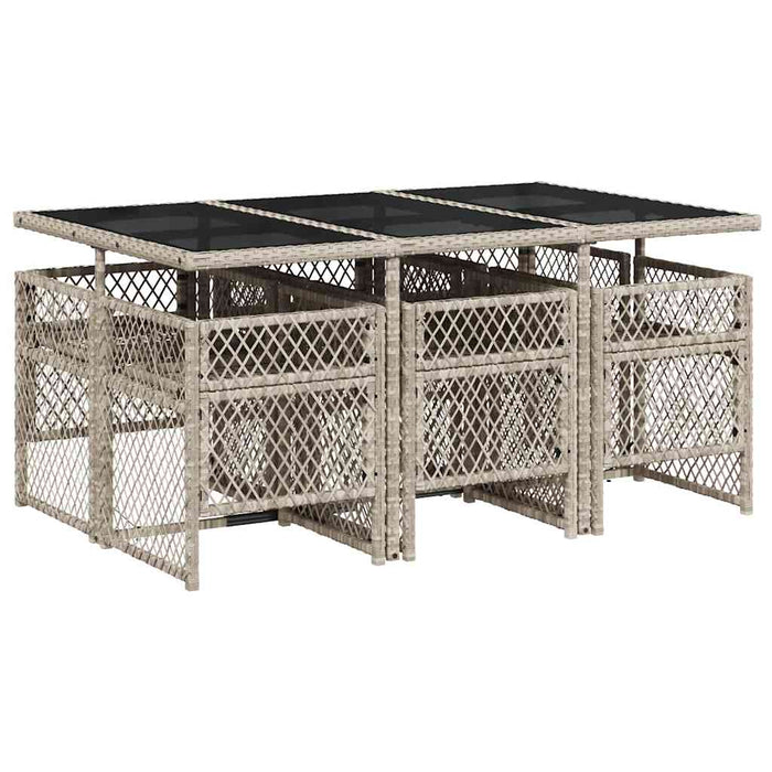 Set mobilier de grădină cu perne, 7 piese gri deschis poliratan - WALTI WALTI