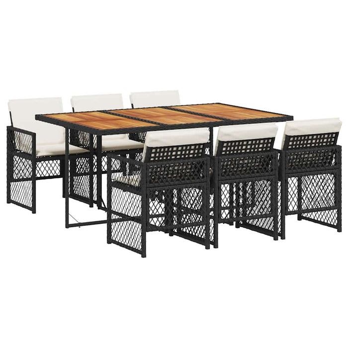 Set mobilier de grădină cu perne, 7 piese, negru, poliratan - WALTI WALTI