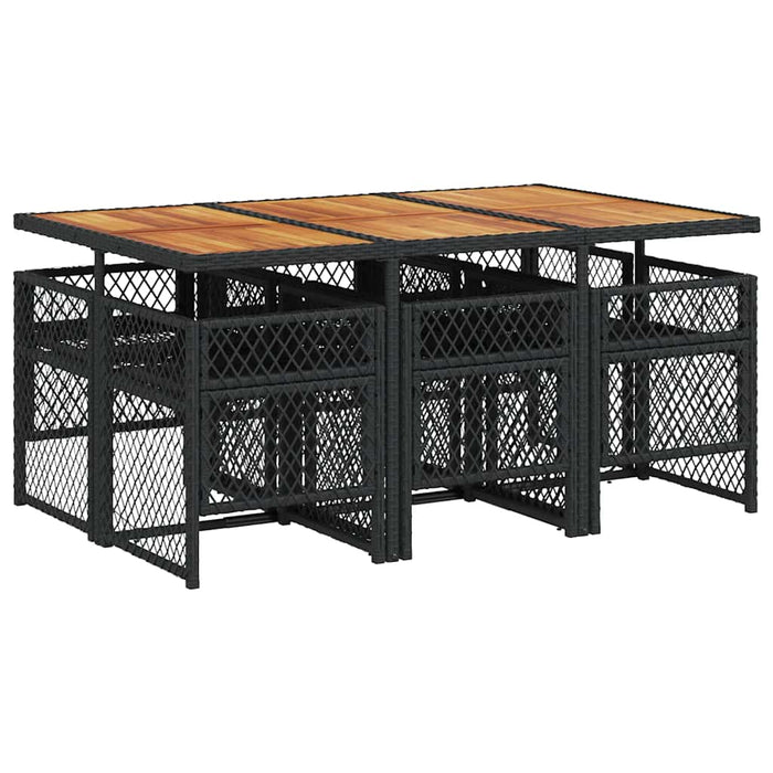 Set mobilier de grădină cu perne, 7 piese, negru, poliratan - WALTI WALTI
