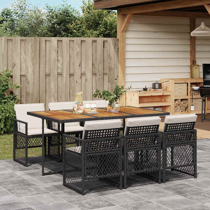Set mobilier de grădină cu perne, 7 piese, negru, poliratan - WALTI WALTI