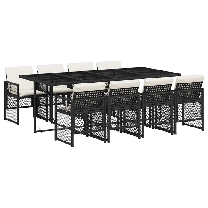 Set mobilier de grădină cu perne, 9 piese, negru, poliratan - WALTI WALTI