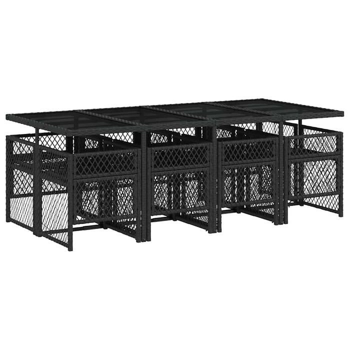 Set mobilier de grădină cu perne, 9 piese, negru, poliratan - WALTI WALTI