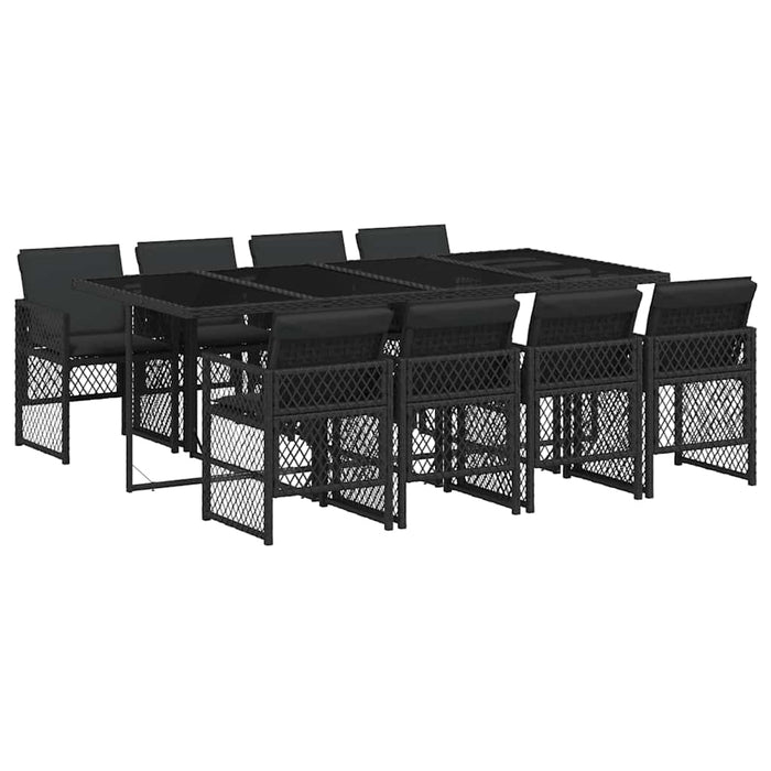Set mobilier de grădină cu perne, 9 piese, negru, poliratan - WALTI WALTI