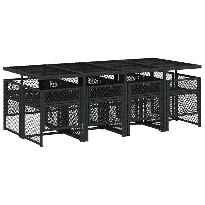 Set mobilier de grădină cu perne, 9 piese, negru, poliratan - WALTI WALTI