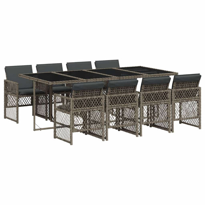 Set mobilier grădină cu perne, 9 piese, gri, poliratan - WALTI WALTI