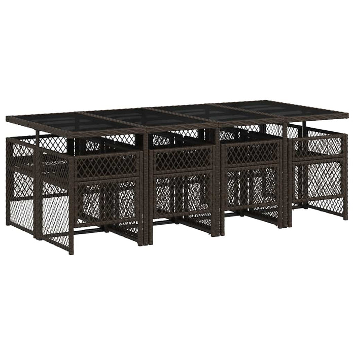 Set mobilier de grădină cu perne, 9 piese, maro, poliratan WALTI