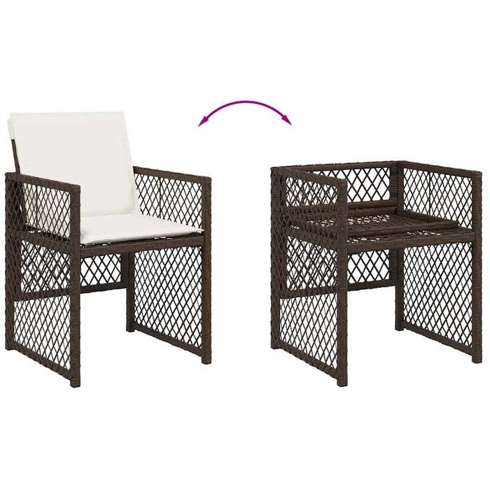 Set mobilier de grădină cu perne, 9 piese, maro, poliratan WALTI