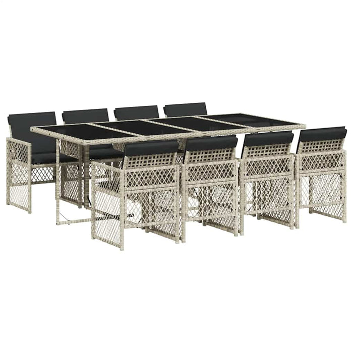Set mobilier grădină cu perne, 9 piese, gri deschis, poliratan - WALTI WALTI
