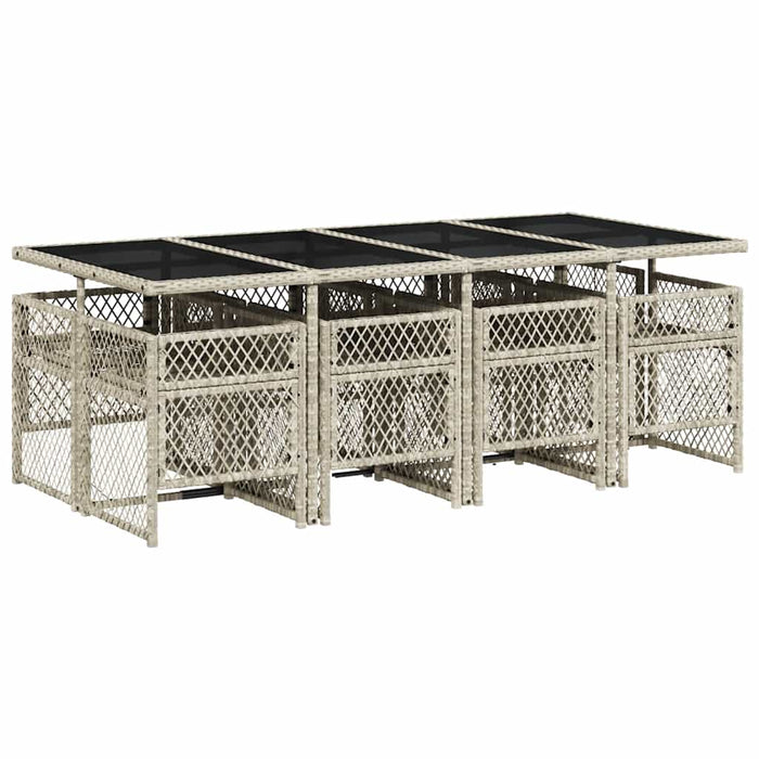 Set mobilier grădină cu perne, 9 piese, gri deschis, poliratan - WALTI WALTI