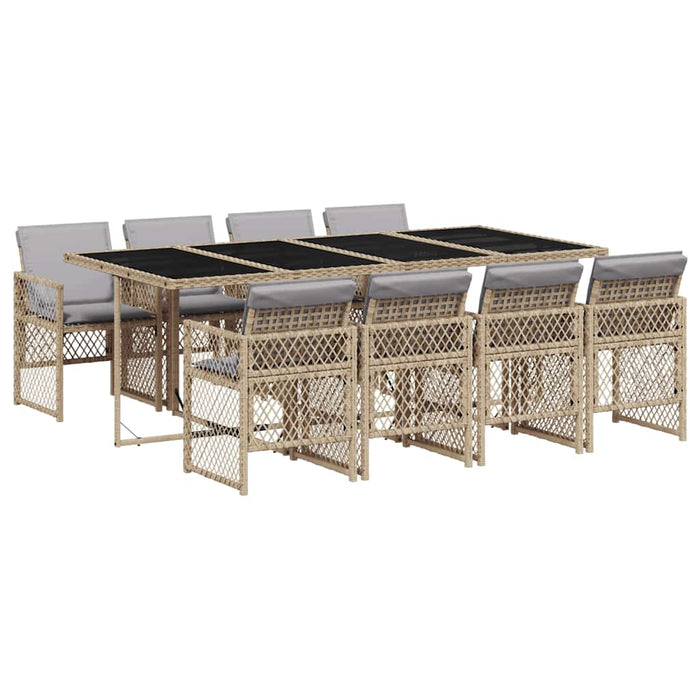 Set de masă pentru grădină, 9 piese, cu perne, bej, poliratan - WALTI WALTI