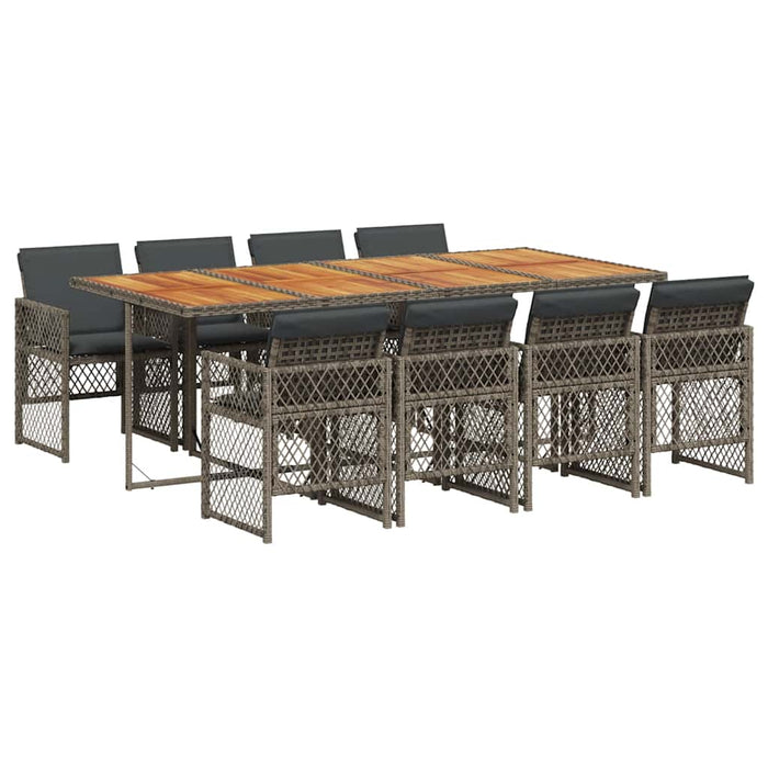 Set mobilier grădină cu perne, 9 piese, gri, poliratan - WALTI WALTI