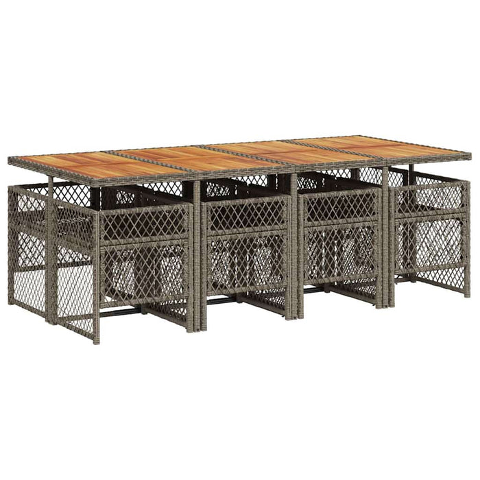 Set mobilier grădină cu perne, 9 piese, gri, poliratan - WALTI WALTI