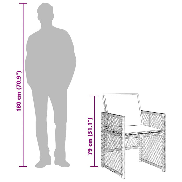 Set mobilier grădină cu perne, 9 piese, gri, poliratan - WALTI WALTI