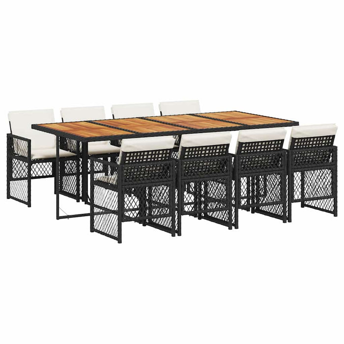 Set mobilier de grădină cu perne, 9 piese, negru, poliratan - WALTI WALTI