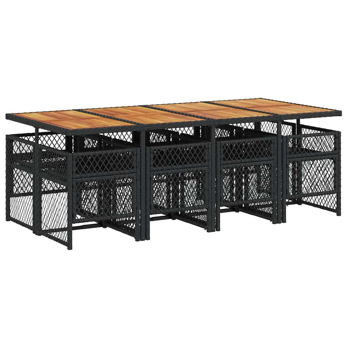 Set mobilier de grădină cu perne, 9 piese, negru, poliratan - WALTI WALTI