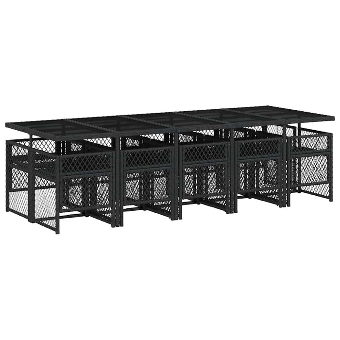 Set mobilier de exterior cu perne, 11 piese, negru, poliratan - WALTI WALTI