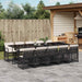 Set mobilier de exterior cu perne, 11 piese, negru, poliratan - WALTI WALTI